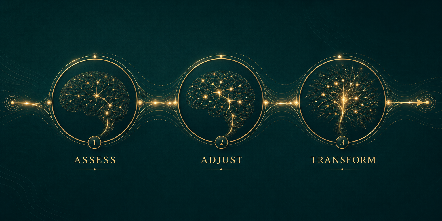 Three stages of transformation: Assess, Adjust, Transform